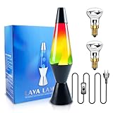 Bonlux 14,5 Zoll Lavalampe, Rot, Grün und Gelbe Dreifarbige Flasche für Geschenk, Dekoratives Licht, Stimmungslicht, Atmosphäre Licht, 1,6m Kabel mit EU-Stecker (mit 2x R39 E14 30W Lava Glühbirnen)