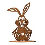 Rostikal Osterhase 30 x 19 cm Osterdeko Hase Edelrost Gartendeko Figur Vintage Deko Frühling