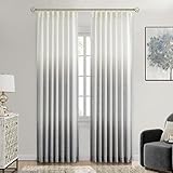 Central Park Ombre Plissee-Vorhänge, halbtransparent, Viskose-Mischgewebe, Fenstervorhang, Farbverlauf, Druck, Behandlungssets für Wohnzimmer, 101.6x244.9 cm, Cremeweiß bis Anthrazitgrau