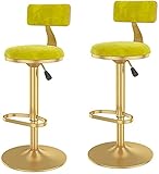 MOBYAT Barhocker 2er-Set, drehbarer und Verstellbarer Familienhocker, Barhocker, 59,9–80 cm, Sitze für Küche und Esszimmer mit Rückenlehne, mit Samt gepolsterte Thekenhöhe, Cafés, Häuser,