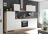 respekta Einbau Küche Küchenzeile Küchenblock 270 cm Eiche Natura Weiss Ceran
