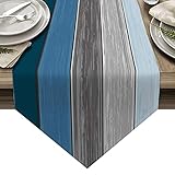 Tischläufer Leinen,Tischläufer Modern,33x180cm Tischläufer Blau ,Läufer Tisch,Table Runner für Esszimmer,Partydekoration,Küche