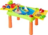 myToys ORIGINALS Spieltisch Sand & Wasser, 11 -teiliges Spielset für Sandfans, mit Wasserrad, kleinem Boot, Förmchen und Kännchen, Outdoor Spieltisch