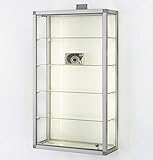 MHN Wandvitrine abschließbar Hängevitrine Sammler Vitrine klein Wand hängend Sammlervitrine Glasvitrine Alu mit Schloss 50 cm breit Holzrückwand CPR