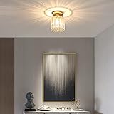 Sxtiger Kristall Deckenleuchte Gold, Moderne Runde Deckenlampe E27 Kristall Lampe Flur Decke Wohnzimmer Schlafzimmer Küche Eingang Kronleuchter