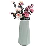 Kunststoff Vase, Imitation Keramik Blumenvasen, Moderne Dekorative Blumenvase, Nordic Blumenvasen, Vasen für Tischdeko für Küche Wohnzimmer Schlafzimmer Office, 30,5 cm groß(Grün)