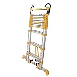 Gelbe tragbare Teleskopleiter mit Haken, DIY-Mehrzweck-Verlängerungsleiter für Gebäudeinstandhaltung, 1/2/3/4/5/6/7/8 m hoch (Größe: 6,6 m/21,7 Fuß) (Gelb 8 m/26 Fuß)