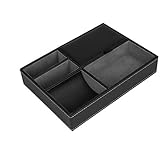 Copiel Leder Valet Tablett, Schwarz Leder Nachttisch Organizer Box Büro Schreibtisch Aufbewahrungsbox aus Kunstleder für Schlüssel, Telefon, Geldbörse, Münzen, Schmuck und mehr, 25x19cm