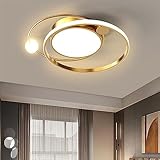 Wohnzimmerlampe Deckenlampe LED Deckenleuchte Dimmbar 3000K-6500K Mit Fernbedienung, Modern 45W Rund Gold Design Decke Lampen for Wohnzimmer Schlafzimmer Esszimmer Küche Flur Lampe