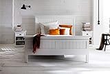 Dynamic24 Holzbett Halifax weiß 160x200 Bett Doppelbett Ehebett Massivholz Landhaus