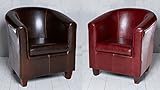 Hochwertiger Sessel Echtleder braun Sessel Clubsessel Leder Loungesessel Cocktailsessel Rindsleder Klassisch (1x Bordeaux-Rot & 1x Dunkelbraun)