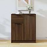 JUNZAI Sideboard, Schlafzimmer Kommode, Komodenschrank, Küchenschrank, Commode, Flurkommode, Schlafzimmerkommode, Schrank, Braun Eichen-Optik 60x30x70 cm Holzwerkstoff