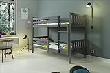 BMS Group '' Etagenbett Bett für Kinder 200 x 90 Carino ohne Schublade, grau