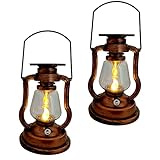 2x LED Vintage Solarlaterne mit LED Kerze Gartenlaterne Solar Laterne Gartenlampe Solarglas Antik Solar-Laterne (2x Vintage Solar Laterne)