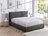 Vente-unique Bett 140 x 190 cm - Cord - Anthrazit - + Matratze - SONETRI