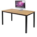 sogesfurniture Schreibtisch Computertisch Büromöbel PC Tisch, Stabil Bürotisch Arbeitstisch Esstisch aus Holz und Stahl, Einfache Montage, 120x60x75cm, Teak & Schwarz AC3TB-120-SF