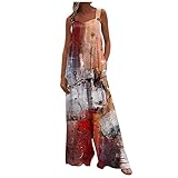 Damen Overall Shorts,Damen Lange Hosen Sommer Jumpsuit Erwachsene Weisse Hosen Damen Berufskleidung Frauen Frühling Und Sommer Lässig Farbe Festkörper V-Ausschnitt Casual Jogging (M,1-Orange)