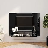 JUNZAI TV-Wandschrank, Schrank, Wohnwand, Lowboard, Ferseherschrank, Sideboard, Hängeschrank Wohnzimmer, Tv Schrank, Hochglanz-Schwarz 120x23,5x90 cm Spanplatte