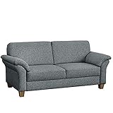 CAVADORE 3-Sitzer Byrum / Große 3er-Couch im Landhausstil mit Federkern / Passend zur edlen Sofagarnitur Byrum / 186 x 87 x 88 / Flachgewebe: Hellgrau