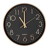 Czemo 12 Zoll Wanduhr Groß,Modern Wanduhr Quarz Lautlos Wanduhr Ohne Tickgeräusche,Wanduhr Kinder,Uhrwerk Wanduhr,Arabisch Ziffer,Für Wohnzimmer Küche Kinderzimmer Schlaf Büro Cafe (Rose Gold)
