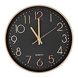 Czemo 12 Zoll Wanduhr Groß,Modern Wanduhr Quarz Lautlos Wanduhr Ohne Tickgeräusche,Wanduhr Kinder,Uhrwerk Wanduhr,Arabisch Ziffer,Für Wohnzimmer Küche Kinderzimmer Schlaf Büro Cafe (Rose Gold)