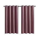 Mesnt Verdunkelungsvorhänge, Polyester Licht blockierende solide Farbe Blackout Vorhang Raum Verdunkelung, Schmutziges Rosa, H137 x B132 cm