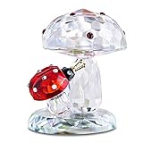 H&D HYALINE & DORA Kristall Marienkäfer auf Pilz Figur Statuen Home Tischdekoration Glas Ornament Sammlerstück
