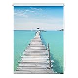 Lichtblick Klemmfix Tageslicht-Rollo mit Motiv, ohne Bohren, Blickdicht, Seitenzugrollo, Made in Germany, EL Mar - Blau 80 cm x 150 cm (B x L)