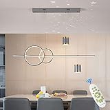 MQW LED Pendelleuchte Esszimmer Dimmbar Hängelampe esstisch schwarz Moderne Hängeleuchte mit Fernbedienung Pendellampe linear Design Hängend Höhenverstellbar Esstischlampe, Bürolampe Grau(L120cm/48W)