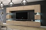 Furnitech Modernes TV Möbel Schrank Wohnschrank Wohnzimmer Schrankwand Wohnwand Mediawand Nowara 1C Sonoma Eiche (Möbel ohne LED, AN1-17S-M50 1C)