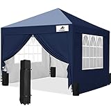 FINFREE Pavillon 3x3 Faltpavillon Faltbar mit 4 Seitenteilen, Rolltasche, 4 Sandsäcken, Wasserdicht Gartenpavillon, Partyzelt Gardenzelt für Party, Fest und Flohmarkt, Navy Blau