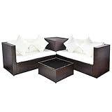 Wakects Sofa-Set, wasserdicht, Braun + Weiß, Creme, Relax, Gartenmöbel-Set, Gartenmöbel-Set für den Außenbereich, für Balkon, für Hof, Garten