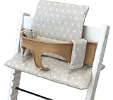 Sitzkissen für Stokke Tripp Trapp Hochstuhl - laminierte Beschichtung zur einfachen Reinigung (Japanische Sterne beige)