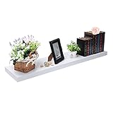 EUGAD Wandregal Schweberegal Wandboard Bücherregal Hängeregal Hochglanzoberfläche DVD CD Regal Holzbrett für Schlafzimmer Wohnzimmer Küche und Flur Weiß breit 80cm 0044QJ