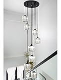 PERTID Moderne und einfache Schneckenleiter, Wohnzimmer, Schlafzimmer, dekorativer, exquisiter Heimdekorations-Kronleuchter, Glas-Lichtschirm, Deckenkugeln, Glasblasenlampe, Hängelampen