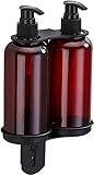 Seifenspender, Flüssigschale, Handwasch-Seifenspender aus Glas, zur Wandmontage, bohrfreier, wandmontierter Duschseifenspender, doppelter 300-ml-Handseifenspender mit Edelstahlhalter for Badezimmer un