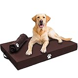 Hundebett Grosse Hunde mit Hundedecke Braune Farbe - (100x60X10) Hundekissen Grosse Hunde - Pack Hundebett Flauschig XL & Waschbar mit Decke Hund - Schlafplätze & Möbel für Hunde Hundebett 100X60