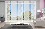 wohnfuehlidee 5er-Set Flächenvorhang in Bambus-Optik, Sandra, Höhe 245 cm, 3X Dessin / 2X unifarben, halbtransparent, grau