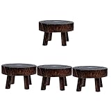 YARNOW 4 Stück Runde Kleine Hocker Blumenständer Holz Pflanzenhalter Töpfe Für Zimmerpflanzen Blumentöpfe Für Zimmerpflanzen Kleine Pflanze Tisch Grün Dekorativas Para Sala Holzhalter