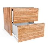 Square Massivholz Regalwürfel + Doppel-Schublade | Kernbuche 37,6 x 37,6 x 40 cm | Grundmodul inkl. Zubehör für individuelles Flexibles Würfelregal | Regalsystem mit Erweiterungen