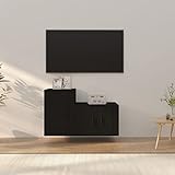 Tidyard 2-TLG. Wohnwand Mediawand Anbauwand Schrankwand TV Wand Wandschrank TV Schrank Set Möbel Holzwerkstoff Schwarz