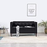 FAMIROSA Chesterfield-Sofa 2-Sitzer Kunstlederbezug Schwarz