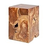 invicta INTERIOR Massiver Beistelltisch Square 30cm Teakholz Würfel Sitzhocker Wohnzimmertisch Tisch Hocker Holzhocker