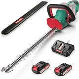 Heckenschere Akku 36V, HYECHO Bürstenlosem Motor Heckenschere Elektrisch 60 cm Akku Heckenschere mit Akku und Ladegerät Heckenschneider Drehgriff 26 mm Zahnabstand 2000SPM für Hecken und Sträucher