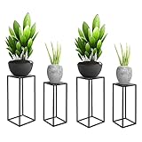 ML-Design Blumenständer im 4er Set, Schwarz, 20x60x20/30x70x30 cm, Moderne Blumentopfständer, Wetterfeste und robuste Pflanzenständer aus Metall, Blumentopfhalter 4-TLG, Blumenhocker Pflanztopf Deko