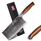 YARENH Hackmesser Damast, Chinesisches Kochmesser 17.6cm, Scharf Küchenmesser, 73 Schichten Damaststahl Hochwertige Kochen Messer, Sandelholzgriff, Mit Geschenkbox