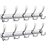FairyCity Kleiderhaken wand - 2 Stück 15 Haken Garderobenleiste Edelstahl, Garderobenhaken Schwerlast, Garderobe Wandhaken, Wandgarderobe, Hakenleiste für Waschraum, Schlafzimmer, Küche Silber-