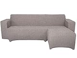 SODERBERGH Sofahusse Ecksofa Recamiere Stretch Bezug Dekoration Couch Polstersofa, Farbe Hussen:Pearly Mouse Gray 205, Größe:Recamiere rechts