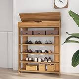 soges Schuhregal Schuhschrank Holz 5 Etagen,75 * 30 * 94CM Schuhablage Schuhständer Schuhregal für Wohnzimmer, Diele, Flur