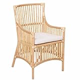 Casa Moro Rattan-Sessel CITRA Natur mit Kissen Armlehnstuhl aus Natur-Rattan handgeflochten | Boho Chic Korb-Stuhl Korb-Sessel | Retro-Stuhl für Garten Terrasse Esszimmer | CF3304